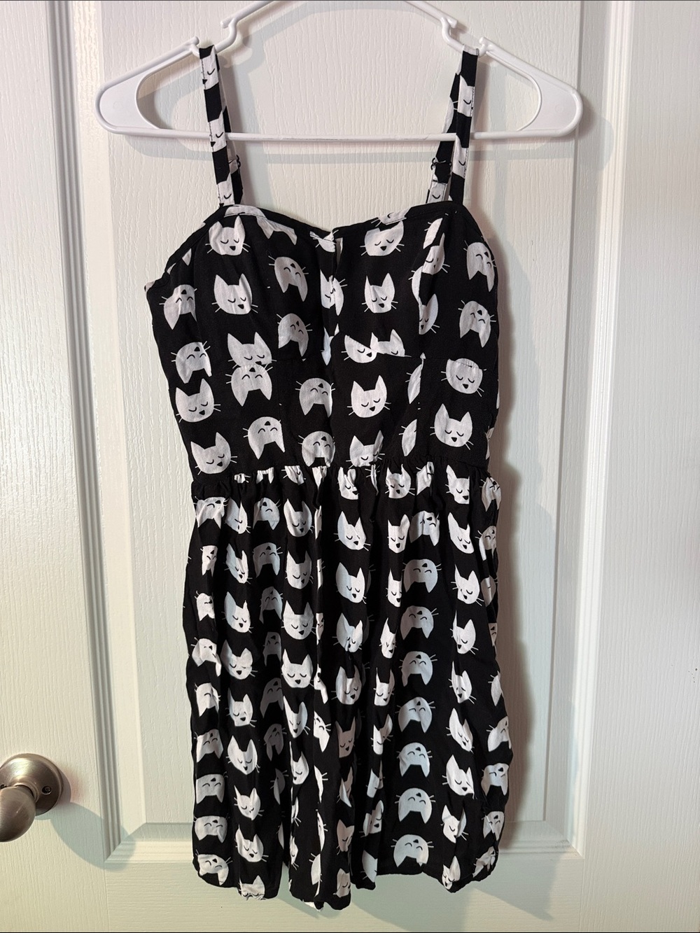 AUW Black and White Cat Print Mini Dress